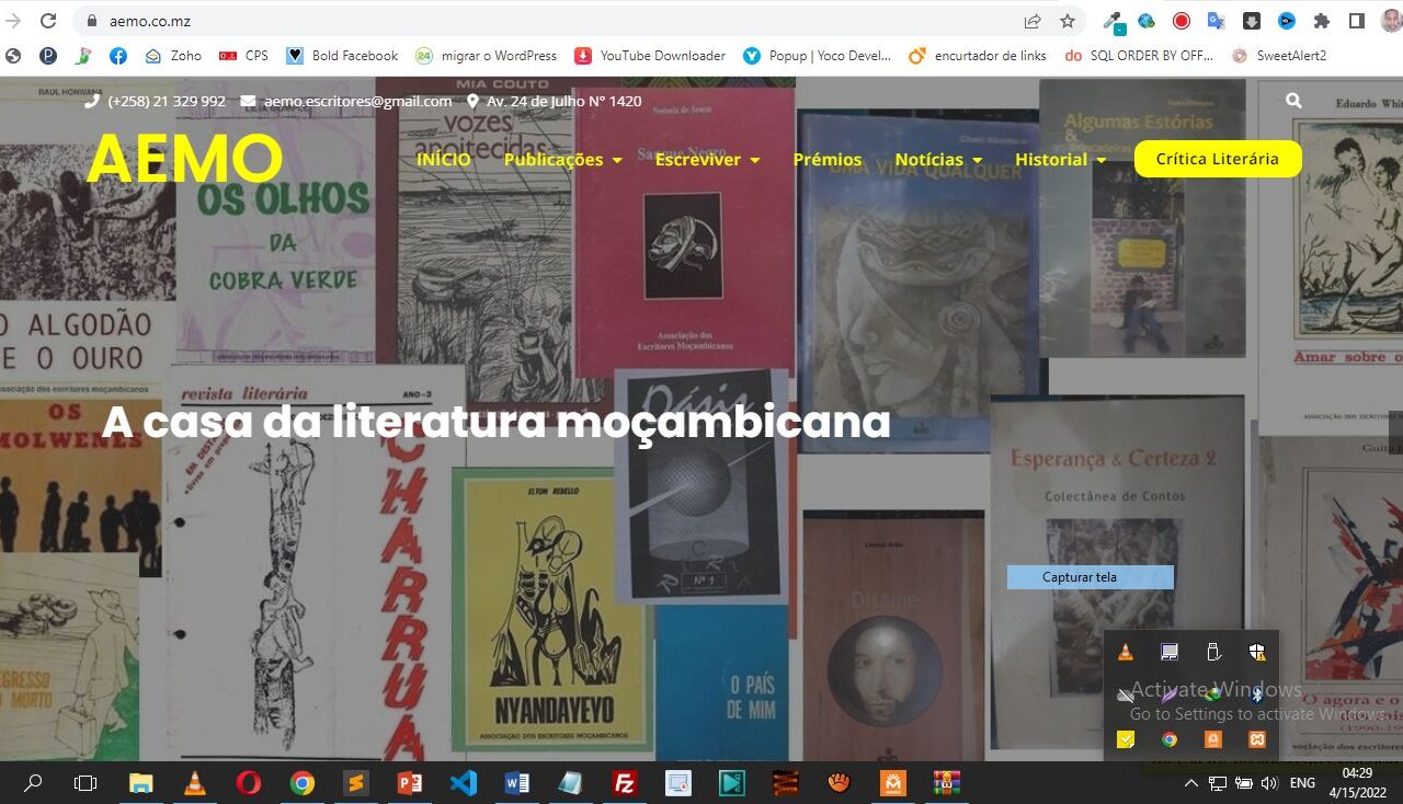 Desenvolvimento Completo do Site da Associação dos Escritores Moçambicanos (AEMO)