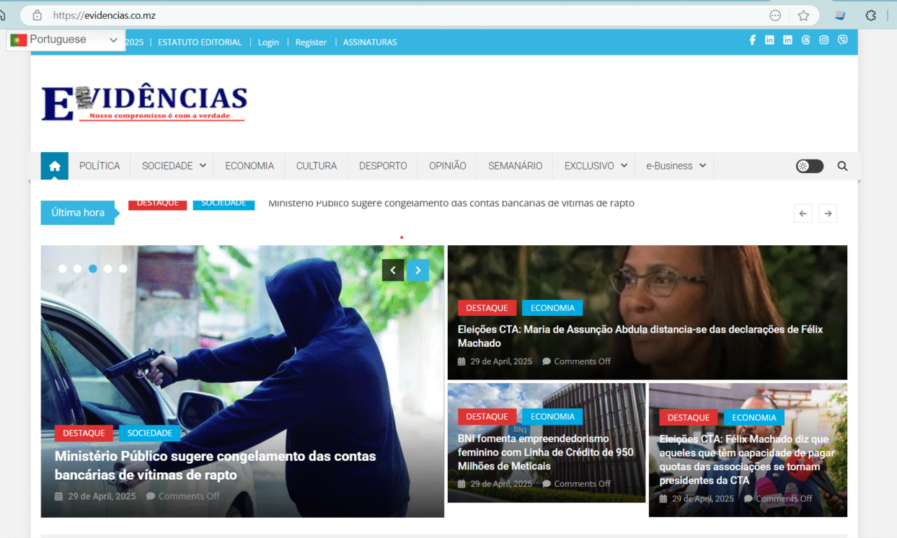 Desenvolvimento e Manutenção do Site do Jornal Evidências